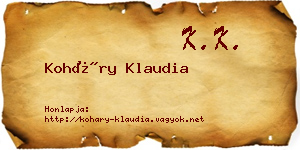 Koháry Klaudia névjegykártya