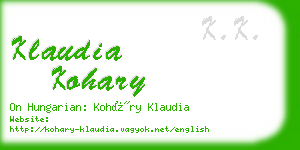 klaudia kohary business card